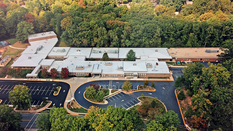 Post-renovation aerial photograph of Lake Anne Elementary School taken on September 29, 2012.