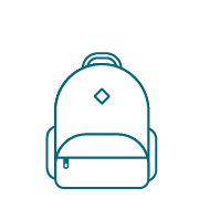 icon blue and white backpack